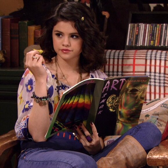 Floral Half Sleeve Silk Peasant Blouse ASO Alex Russo - Picture 4 of 9